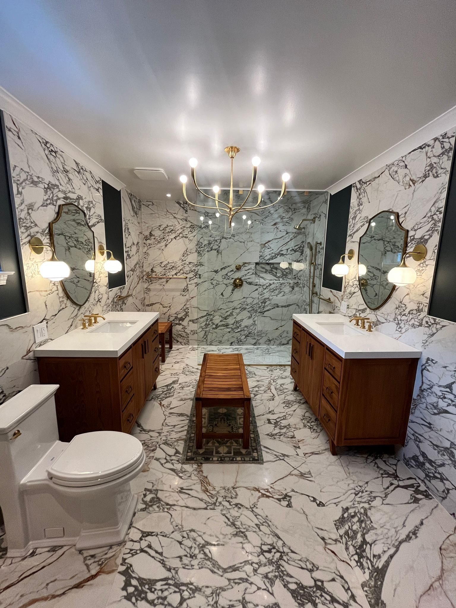 accessible bathroom with grab bars and comfort height fixtures
